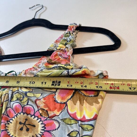 Oilily Top Women’s L Floral Multicolor Sleeveless Abstract Art To Wear Coquette - Picture 6 of 8